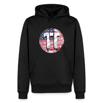 Numéros de balise Pi avec drapeau américain - Sweat à capuche Premium bio Homme - noir - Devant - Nico (187cm)