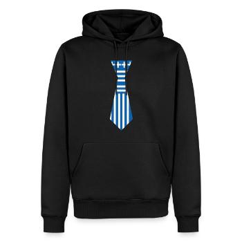 Cravate Bleu Blanc Grec Pâques - Sweat à capuche Premium bio Homme - noir - Devant - Nico (187cm)