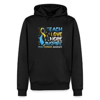 Down Syndrom Bewusstsein: Teach Love Hope Inspire - Männer Premium Bio Hoodie - Schwarz - Vorne - Nico (187cm)