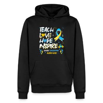 Teach Love Hope Inspire Down Syndrome - Men’s Premium Organic Hoodie - black - Front - Nico (187cm)