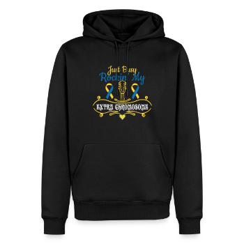 Syndrome de Down : je suis juste occupé à faire vibrer mon extra - Sweat à capuche Premium bio Homme - noir - Devant - Nico (187cm)