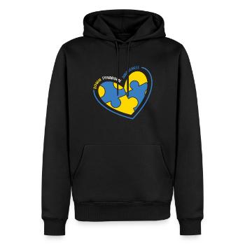 Down Syndrom Bewusstsein Herz Puzzle - Männer Premium Bio Hoodie - Schwarz - Vorne - Nico (187cm)
