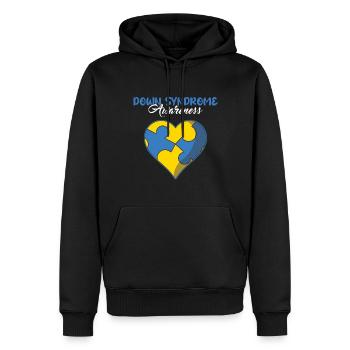Down Syndrom Bewusstsein Herz Puzzle - Männer Premium Bio Hoodie - Schwarz - Vorne - Nico (187cm)