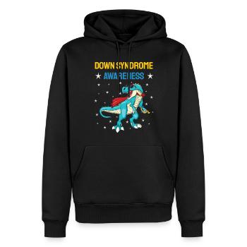 Conscience du syndrome de Down - Sweat à capuche Premium bio Homme - noir - Devant - Nico (187cm)