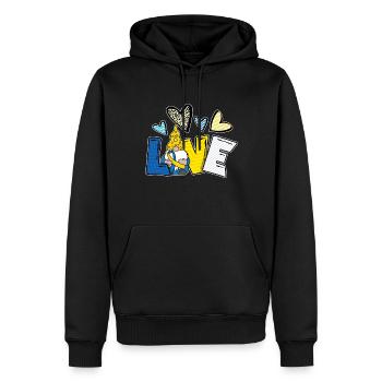 Liebe Gnom Down Syndrom Design - Männer Premium Bio Hoodie - Schwarz - Vorne - Nico (187cm)
