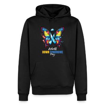 Welt-Down-Syndrom-Tag Schmetterling - Männer Premium Bio Hoodie - Schwarz - Vorne - Nico (187cm)