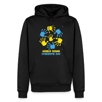 World Down Syndrome Day Handprints - Men’s Premium Organic Hoodie - black - Front - Nico (187cm)