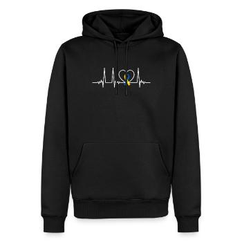 Battement de cœur avec bande trisomique - Sweat à capuche Premium bio Homme - noir - Devant - Nico (187cm)