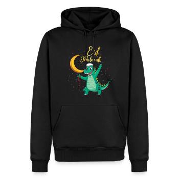 Eid Mubarak Dino Mit Halbmond Und Gebetskette - Männer Premium Bio Hoodie - Schwarz - Vorne - Nico (187cm)