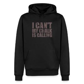 Je ne peux pas que ma craie appelle Boulderer - Sweat à capuche Premium bio Homme - noir - Devant - Nico (187cm)