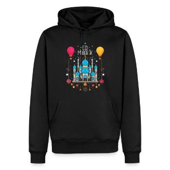 Eid Mubarak Feierliche Moschee und Heißluftballons - Männer Premium Bio Hoodie - Schwarz - Vorne - Nico (187cm)