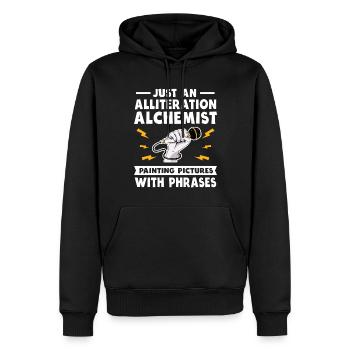Allitération Alchimiste Poésie Slam - Sweat à capuche Premium bio Homme - noir - Devant - Nico (187cm)