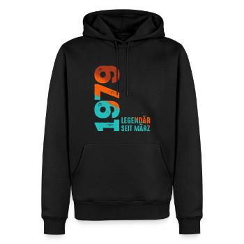 Légendaire depuis mars 1979 Mars 1979 Anniversaire 1979 - Sweat à capuche Premium bio Homme - noir - Devant - Nico (187cm)