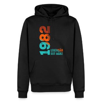 Légendaire depuis mars 1982 mars 1982 Anniversaire 1982 - Sweat à capuche Premium bio Homme - noir - Devant - Nico (187cm)