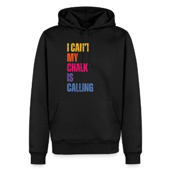 Je ne peux pas que ma craie appelle Boulderer - Sweat à capuche Premium bio Homme - noir - Devant - Nico (187cm)