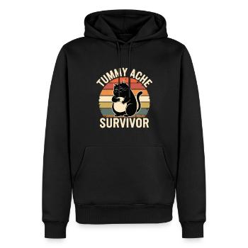 Maux de ventre : Survivor Cat Look rétro - Sweat à capuche Premium bio Homme - noir - Devant - Nico (187cm)