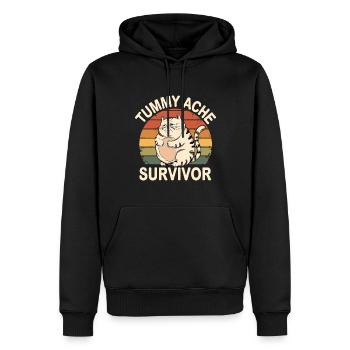 Belly Ache: Survivor Cat Vintage - Men’s Premium Organic Hoodie - black - Front - Nico (187cm)
