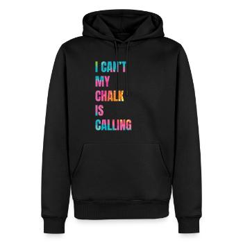 Je ne peux pas que ma craie appelle Boulderer - Sweat à capuche Premium bio Homme - noir - Devant - Nico (187cm)