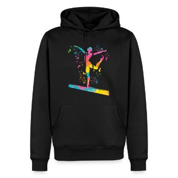 Gymnaste Poutre Gymnastique Artistique - Sweat à capuche Premium bio Homme - noir - Devant - Nico (187cm)