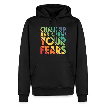 Bouldern Chalk Up Boulderer - Männer Premium Bio Hoodie - Schwarz - Vorne - Nico (187cm)