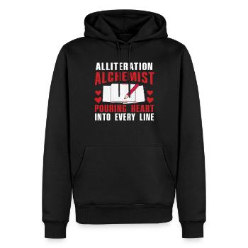 Allitération Alchimiste Poésie Slam - Sweat à capuche Premium bio Homme - noir - Devant - Nico (187cm)