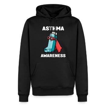 Asthma Awareness Superhero Inhaler Design - Men’s Premium Organic Hoodie - black - Front - Nico (187cm)