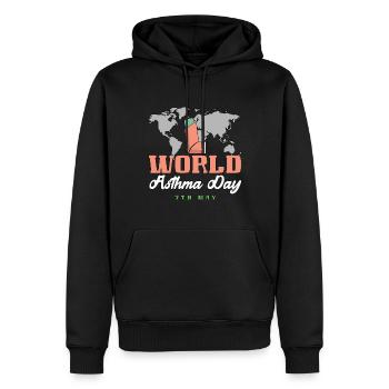World Asthma Day Awareness May 7 - Men’s Premium Organic Hoodie - black - Front - Nico (187cm)