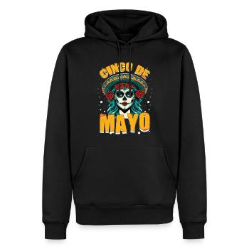 Cinco De Mayo Skelett Mit Sombrero Und Blumen - Männer Premium Bio Hoodie - Schwarz - Vorne - Nico (187cm)