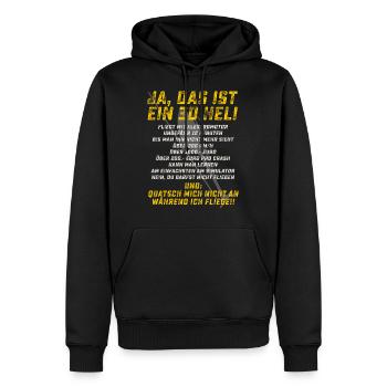 3D-Heli Modellflieger FAQ Akku auf dunkel - - Männer Premium Bio Hoodie - Schwarz - Vorne - Nico (187cm)