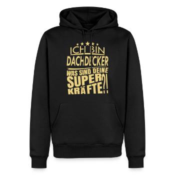 Ich bin DACHDECKER - Männer Premium Bio Hoodie - Schwarz - Vorne - Nico (187cm)