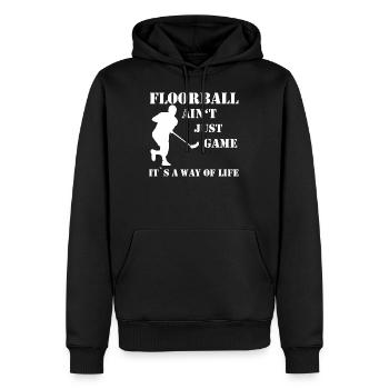 Floorball - Sweat à capuche Premium bio Homme - noir - Devant - Nico (187cm)