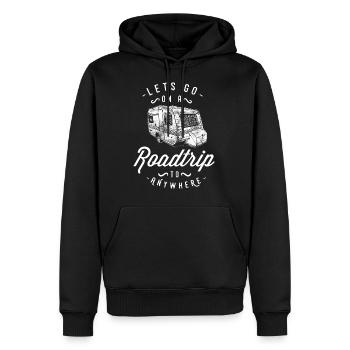 ON A ROAD TRIP - Caravane camping-car motif cadeau - Sweat à capuche Premium bio Homme - noir - Devant - Nico (187cm)