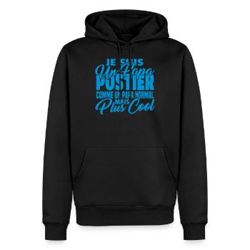 Papa postier mais plus cool - Sweat à capuche Premium bio Homme - noir - Devant - Nico (187cm)