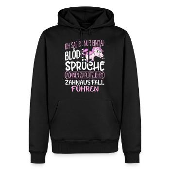 Einhorn Blöde Sprüche - Männer Premium Bio Hoodie - Schwarz - Vorne - Nico (187cm)
