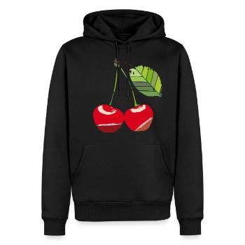 cherry - Men’s Premium Organic Hoodie - black - Front - Nico (187cm)
