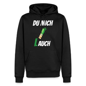 du mich lauch | Lauch Motiv | Du mich auch - Männer Premium Bio Hoodie - Schwarz - Vorne - Nico (187cm)