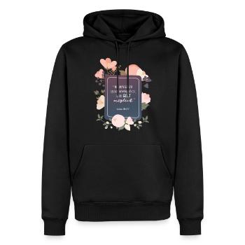Bei Gott möglich - Männer Premium Bio Hoodie - Schwarz - Vorne - Nico (187cm)