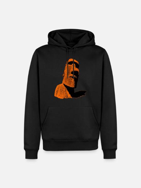moai orange - Men’s Premium Organic Hoodie - black