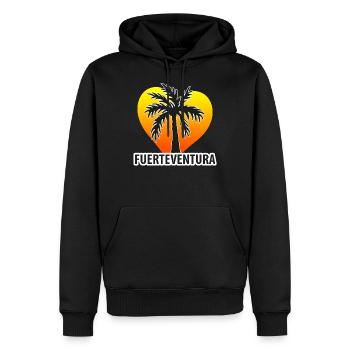 Fuerteventura Palme Coeur - Sweat à capuche Premium bio Homme - noir - Devant - Nico (187cm)