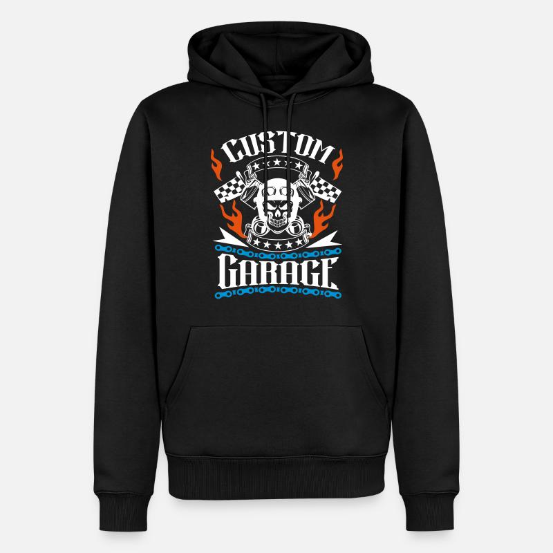 moto de garage personnalisée - Sweat à capuche Premium bio Homme - noir
