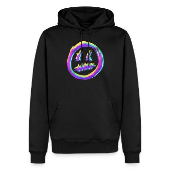 Verrücktes Smiley Gesicht - RGB Glitch - Männer Premium Bio Hoodie - Schwarz - Vorne - Nico (187cm)
