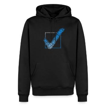 Hook done - Men’s Premium Organic Hoodie - black - Front - Nico (187cm)