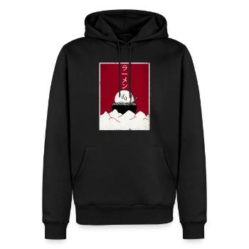 Ramen Nouilles is Life ラーメン - Sweat à capuche Premium bio Homme - noir - Devant - Nico (187cm)