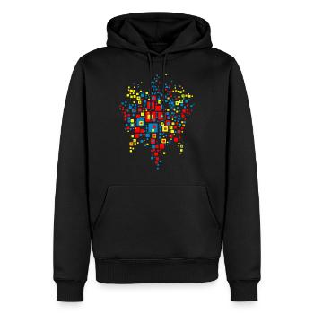 Hundertwasser Weltkarte abstrakt - Männer Premium Bio Hoodie - Schwarz - Vorne - Nico (187cm)