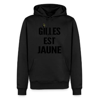 Gilles Est Jaune Poing Levé ! - Sweat à capuche Premium bio Homme - noir - Devant - Nico (187cm)