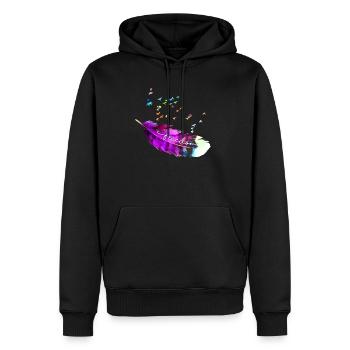 feather 10 - Männer Premium Bio Hoodie - Schwarz - Vorne - Nico (187cm)