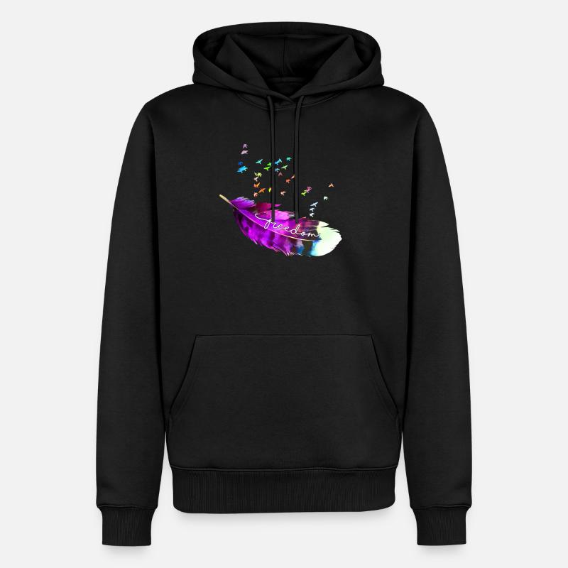 feather 10 - Männer Premium Bio Hoodie - Schwarz