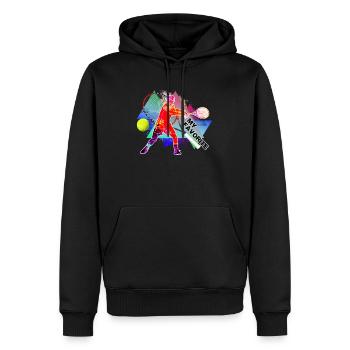 tennis - Sweat à capuche Premium bio Homme - noir - Devant - Nico (187cm)