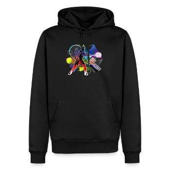 tennis 6 - Sweat à capuche Premium bio Homme - noir - Devant - Nico (187cm)