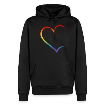 Herz offen Regenbogen LGBT Liebe Paare - Männer Premium Bio Hoodie - Schwarz - Vorne - Nico (187cm)